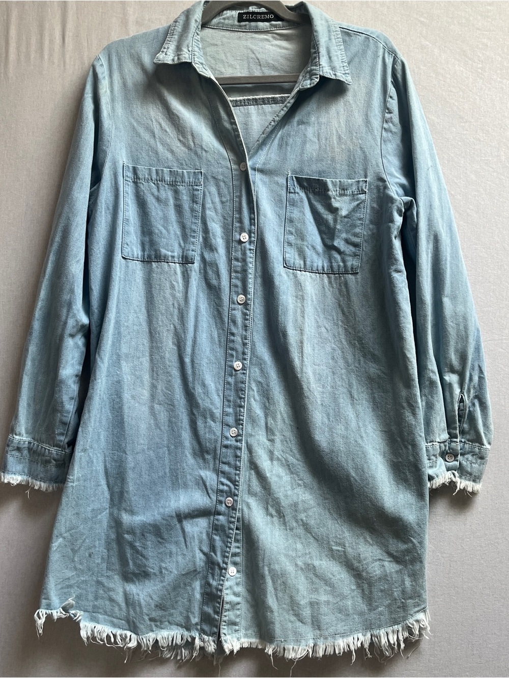 Zilcremo Womens Light Blue Denim Shirt Jacket Size L